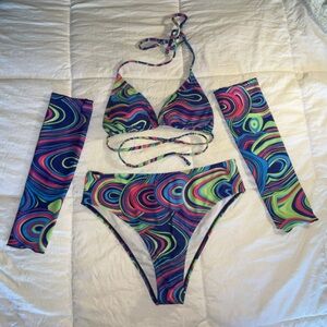 Trippy Rainbow Rave EDM Festival Four Piece Set